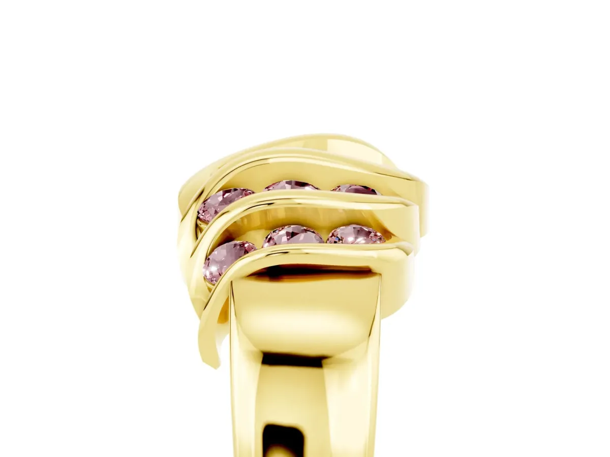 Round Morganite Multi-Row Crossover Band Yellow gold