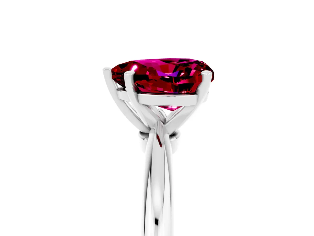 Heart Cut Garnet Solitaire Ring with Six-Prong Setting and Classic Band Silver