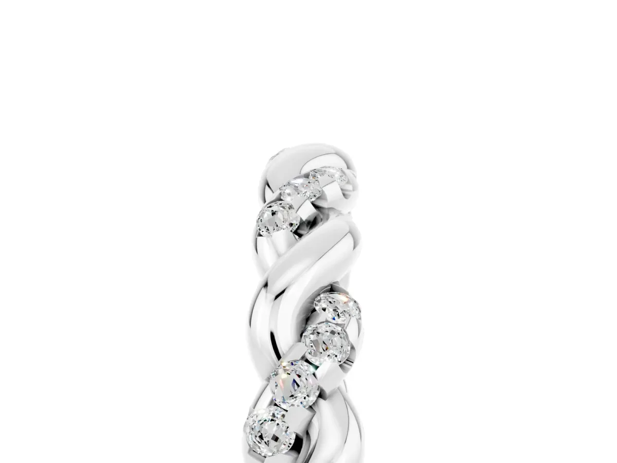 Twisted Pavé Round Moissanite Eternity Band White gold