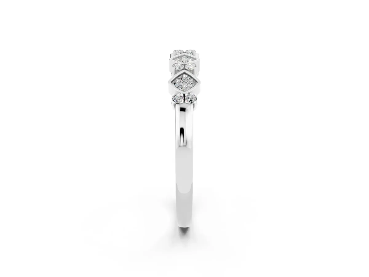 Pavé Cushion Moissanite Cluster Eternity Band with Prong Setting Platinum