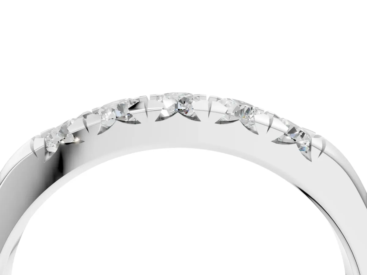 Round Diamond Channel Set Half Eternity Band Platinum