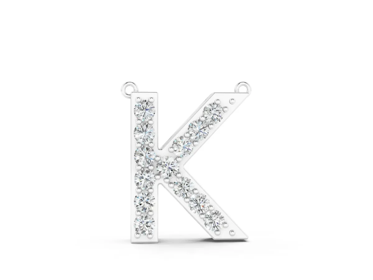 Pavé Round Prong Set Initial Pendant Silver