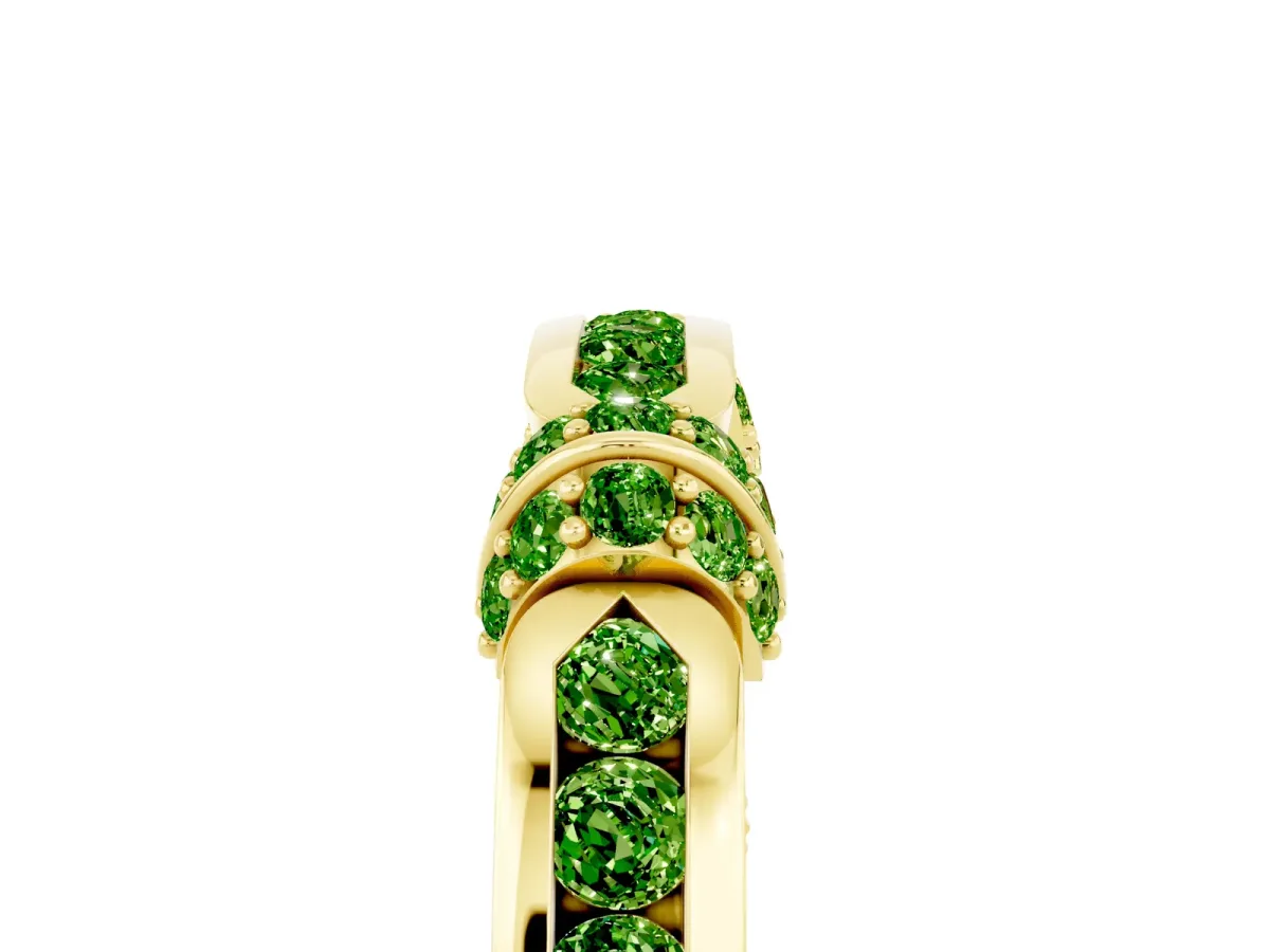 Pavé Round Peridot Link Band with Bezel Setting Yellow gold