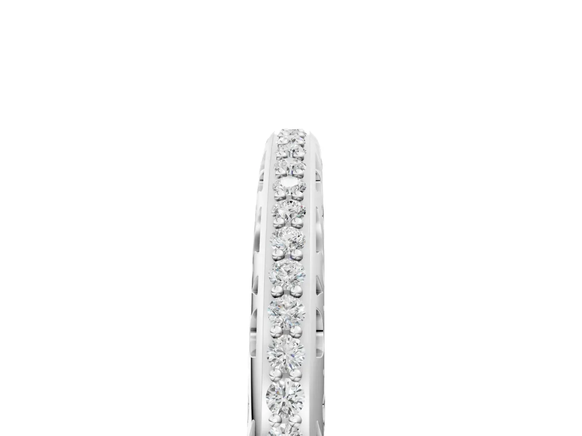 Round Diamond Channel-Set Eternity Band with Filigree Detailing Silver