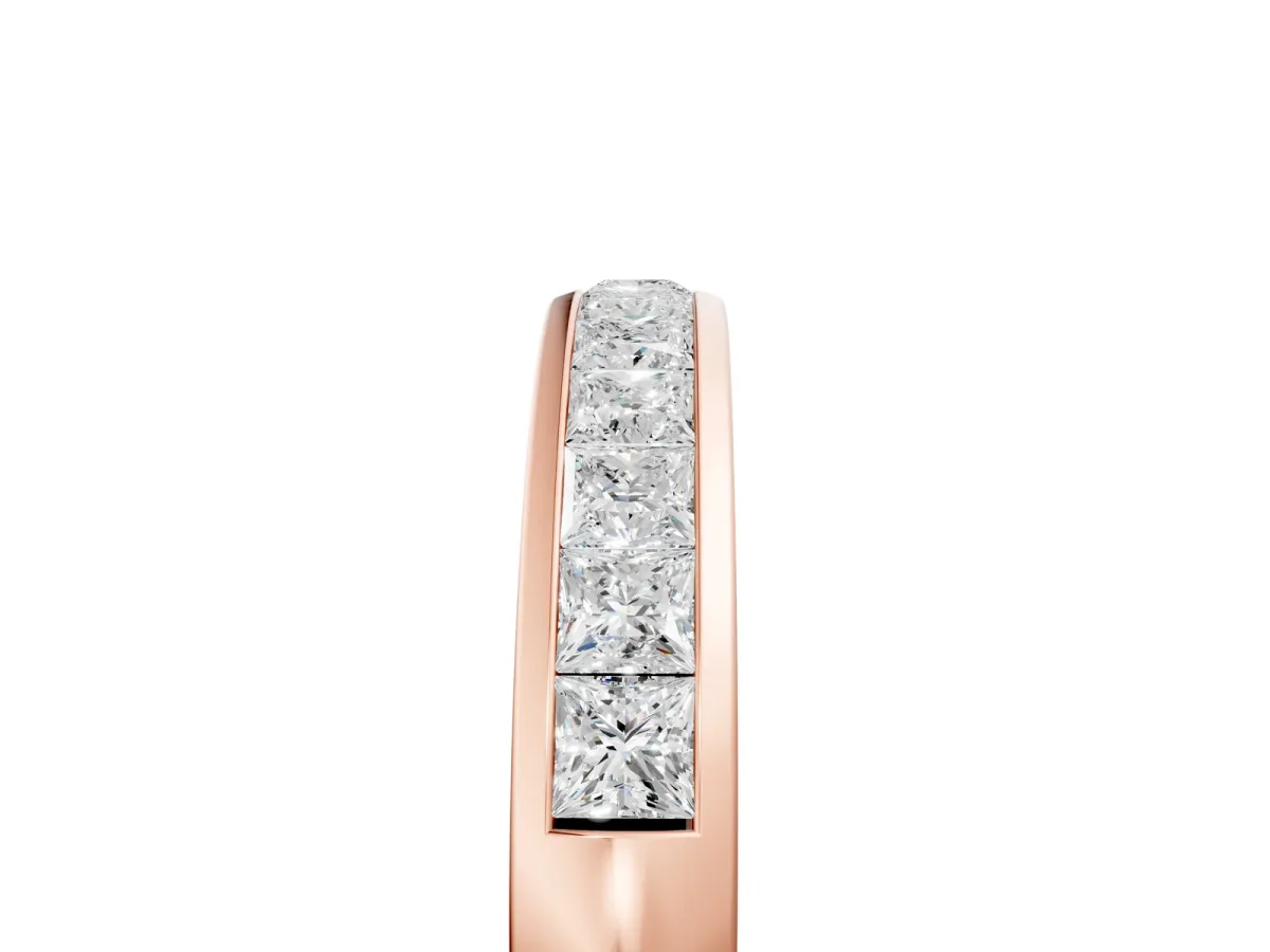 Princess Cut Diamond Channel Set Eternity Band Rose gold