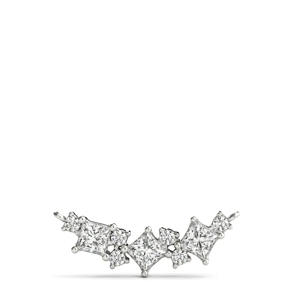 Princess Cut V-Shape Diamond Pendant with Four-Prong Setting Silver