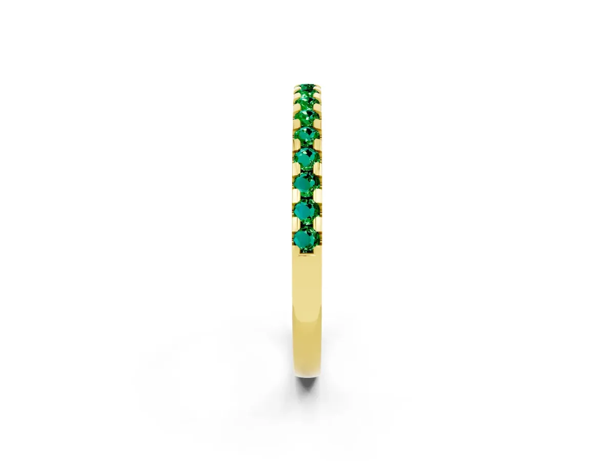 Round Emerald Pavé Set Eternity Band with Micro Prong Setting Yellow gold