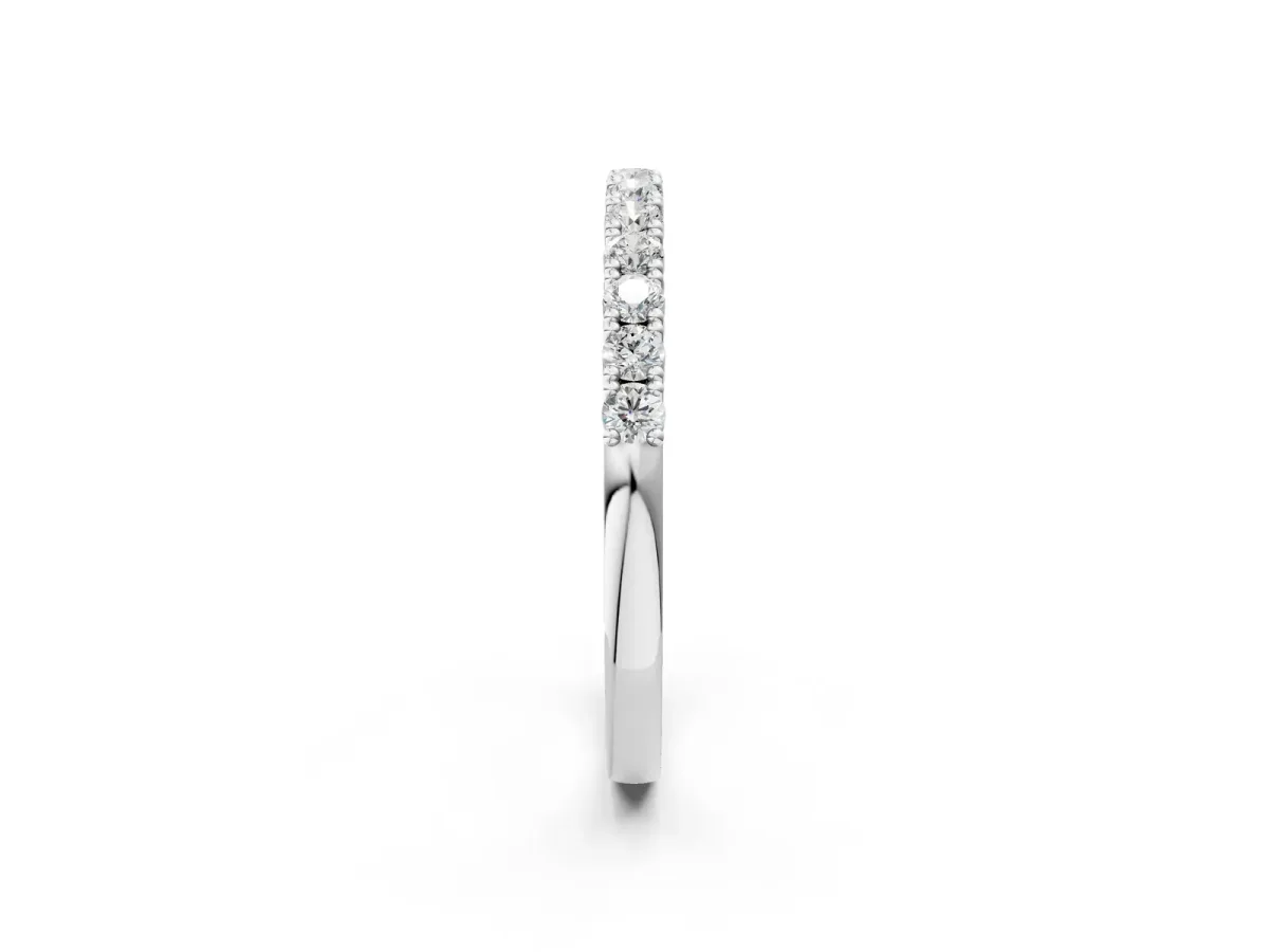 Round Diamond Half-Eternity Band with Shared Prong Setting Platinum