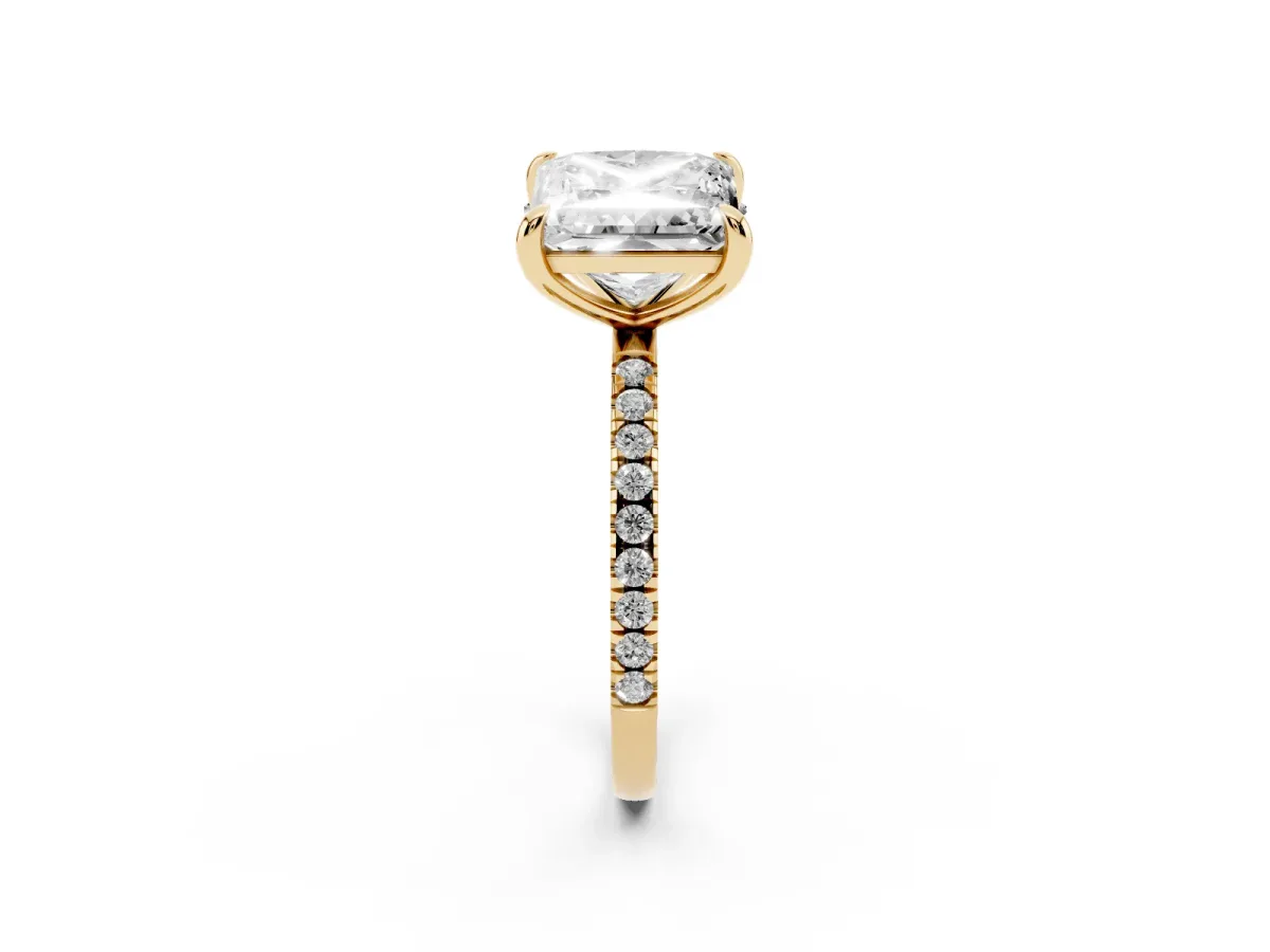 Oval and Princess Toi Moi Ring with Prong Setting and Micro Pave Band Yellow gold
