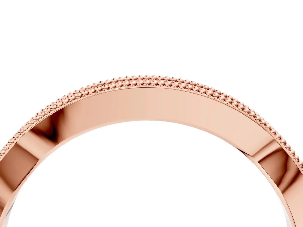 Milgrain Channel-Set Round Diamond Contour Band Rose gold