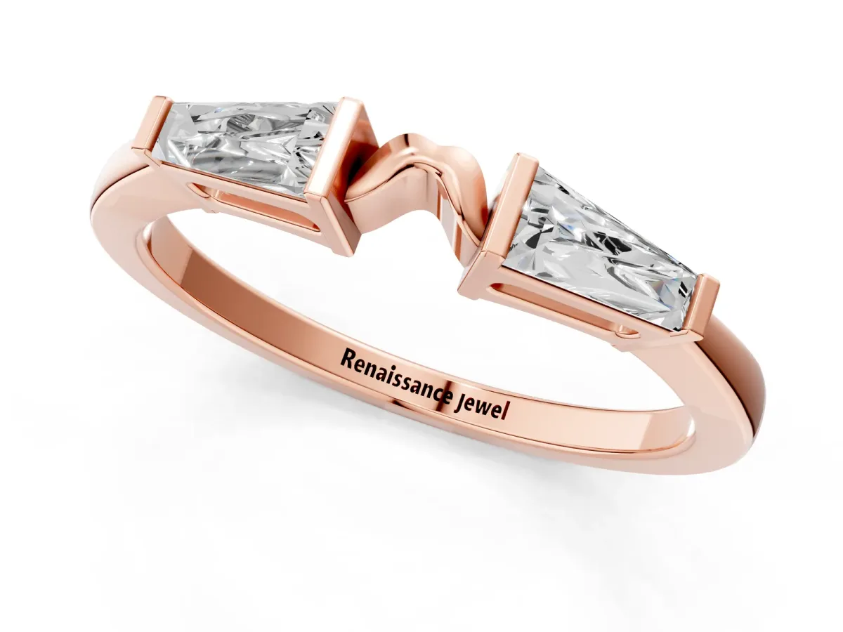 Baguette Diamond Open Band with Bar Prong Setting Rose gold