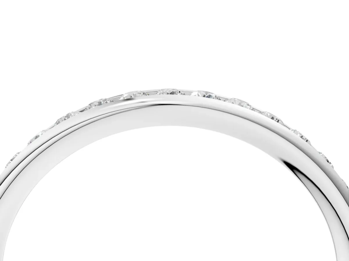 Round Diamond Channel Set Comfort Fit Band Platinum