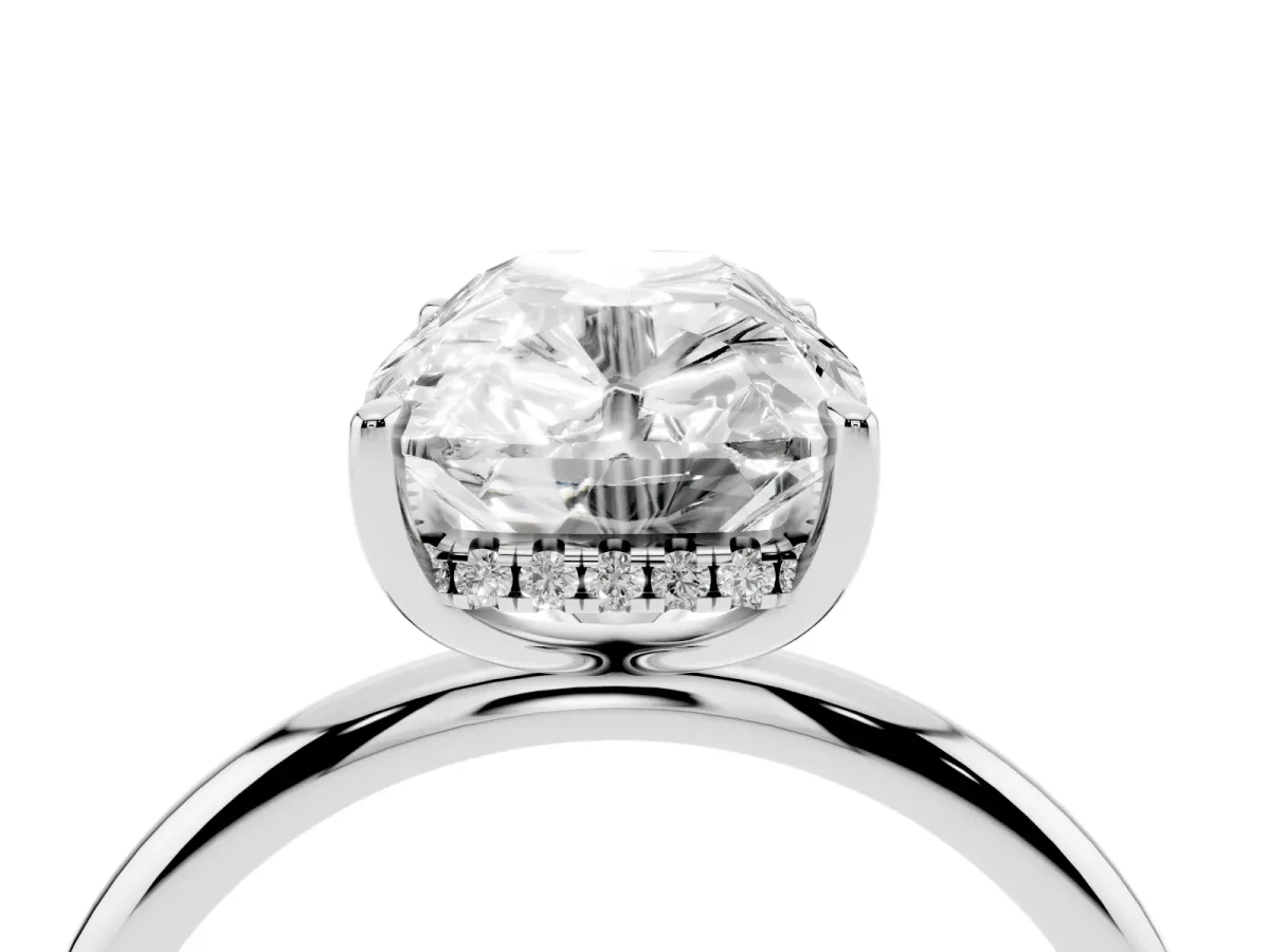 Old Mine Elongated Cushion Diamond Classic Band Four Prong Solitaire Ring Platinum