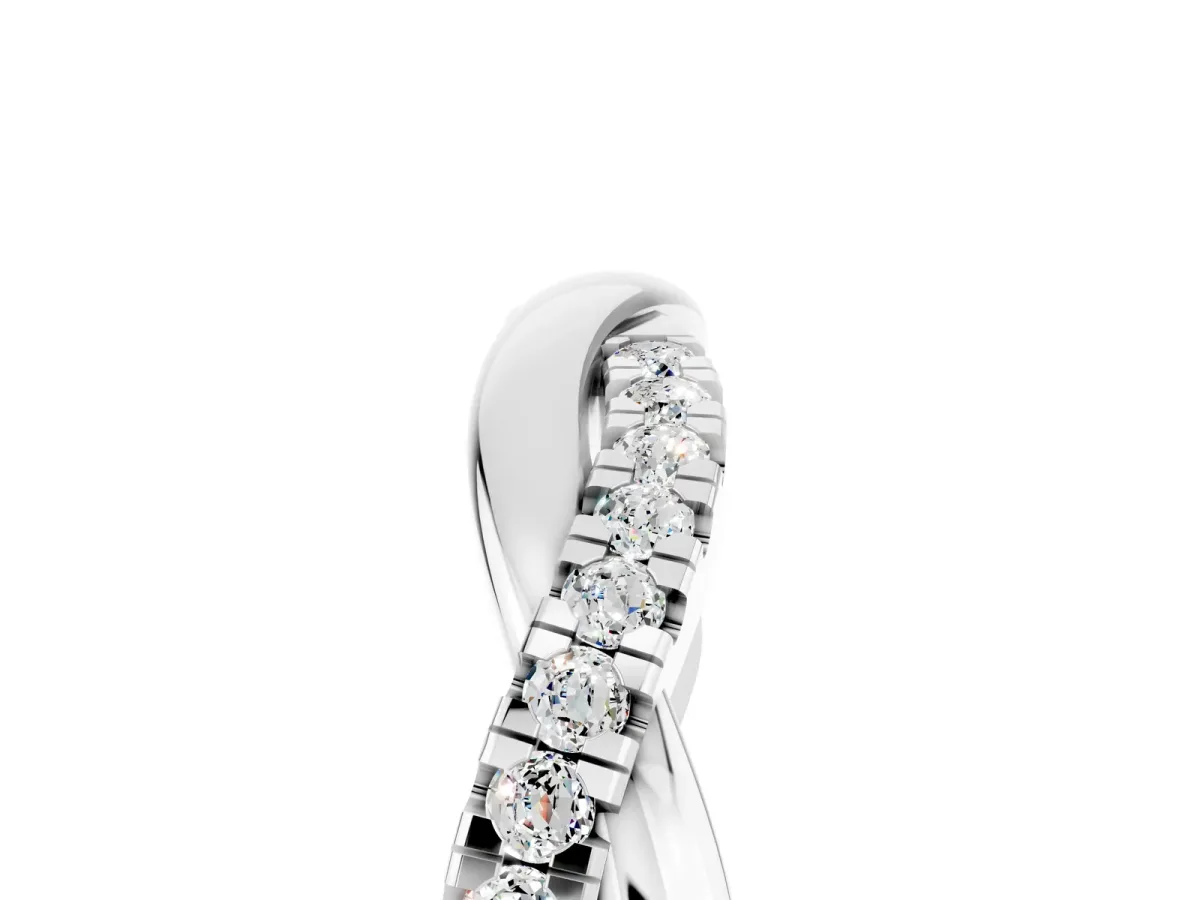 Round Moissanite Twisted Infinity Band with Prong Setting White gold