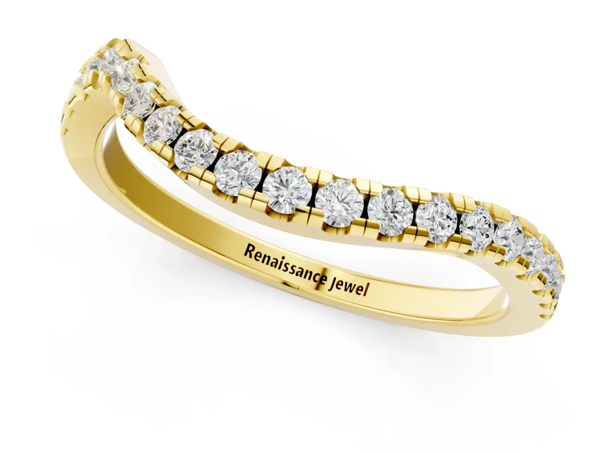 Round Diamond Pavé Twist Band with U-Prong Setting Yellow gold