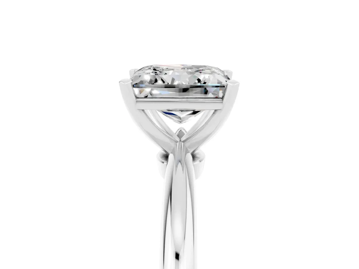 Princess Cut Moissanite Solitaire Ring with Six-Prong Setting and Classic Band Silver