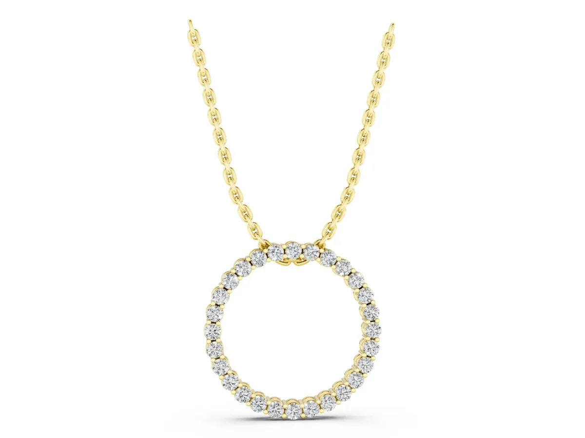 Round Diamond Prong Set Eternity Pendant Yellow gold