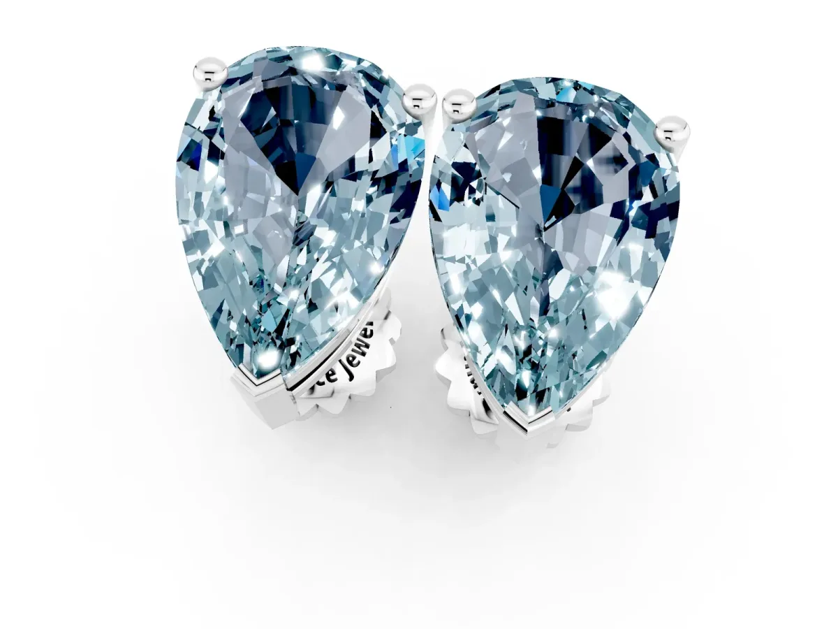 Pear Cut Aquamarine Stud Earrings Silver