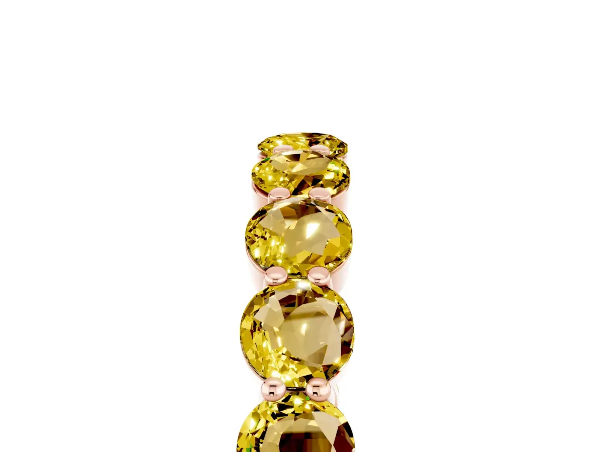 Round Yellow Sapphire Eternity Band with U-Prong Setting Rose gold