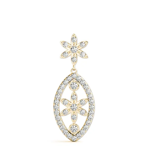 Pavé Marquise Pendant with Floral Prong Setting Yellow gold
