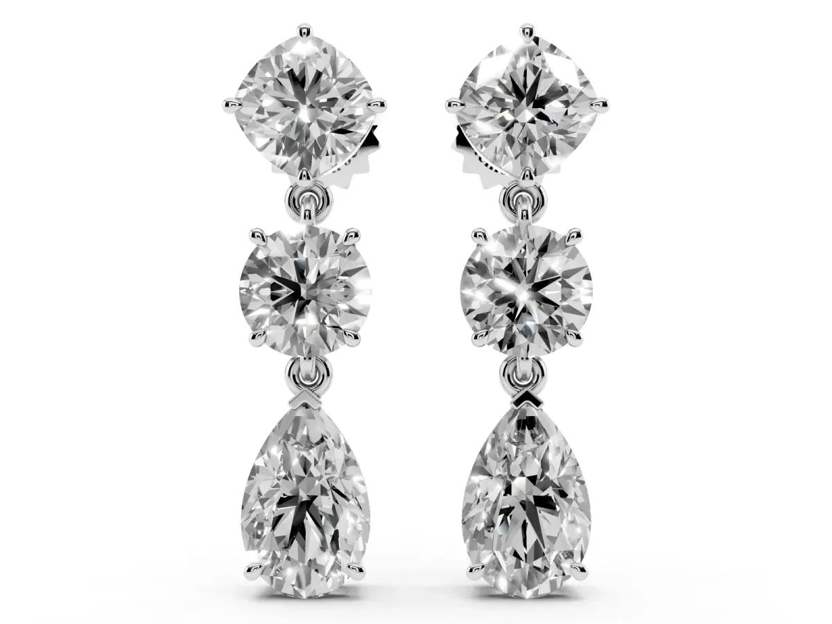 Multi-Shape Diamond Drop Earring Platinum