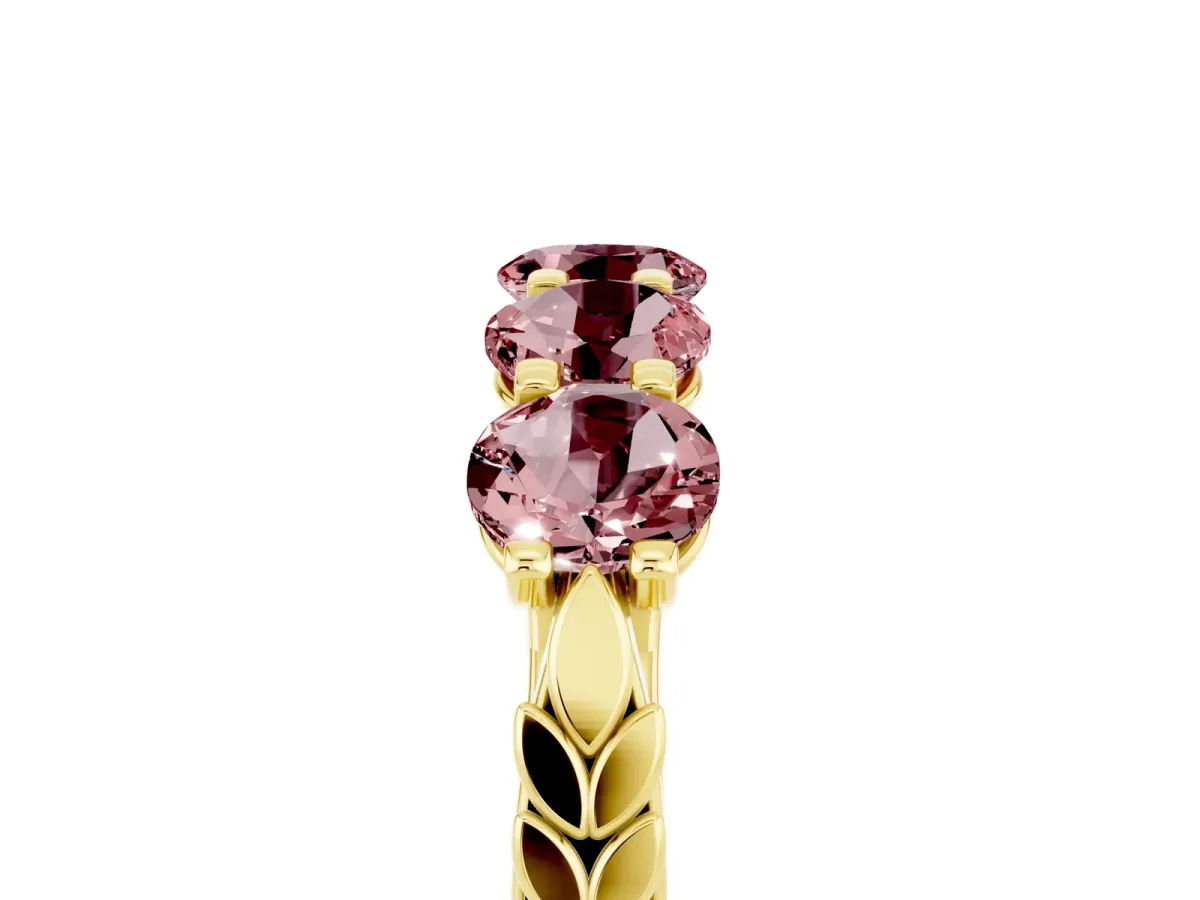 Five-Stone Round Morganite Prong-Set Band Yellow gold