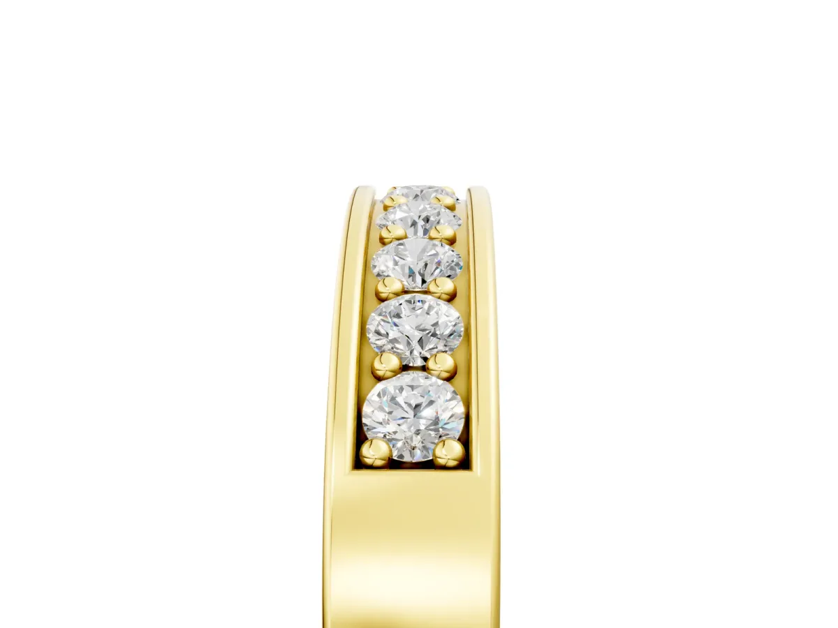 Channel-Set Round Diamond Eternity Band with Shared Prong Setting Yellow gold