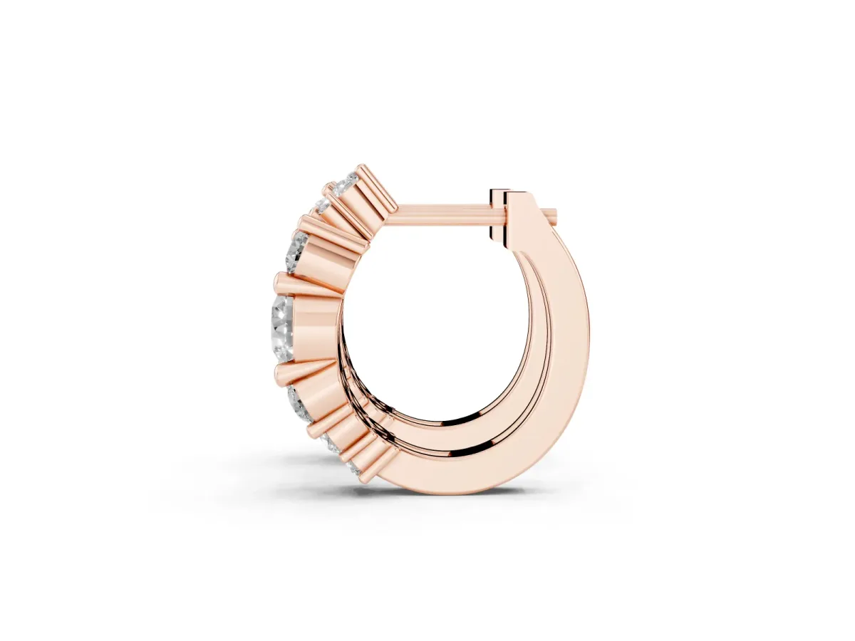 Round Diamond Hydrangea Bouquet Hoop Earrings with Diamond Accents Rose gold