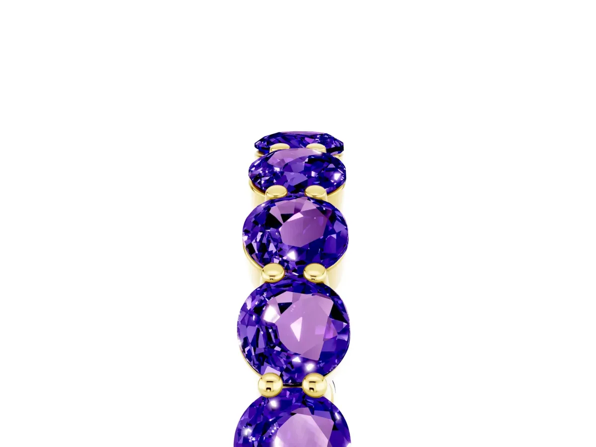 Round Tanzanite Eternity Band with U-Prong Setting Yellow gold