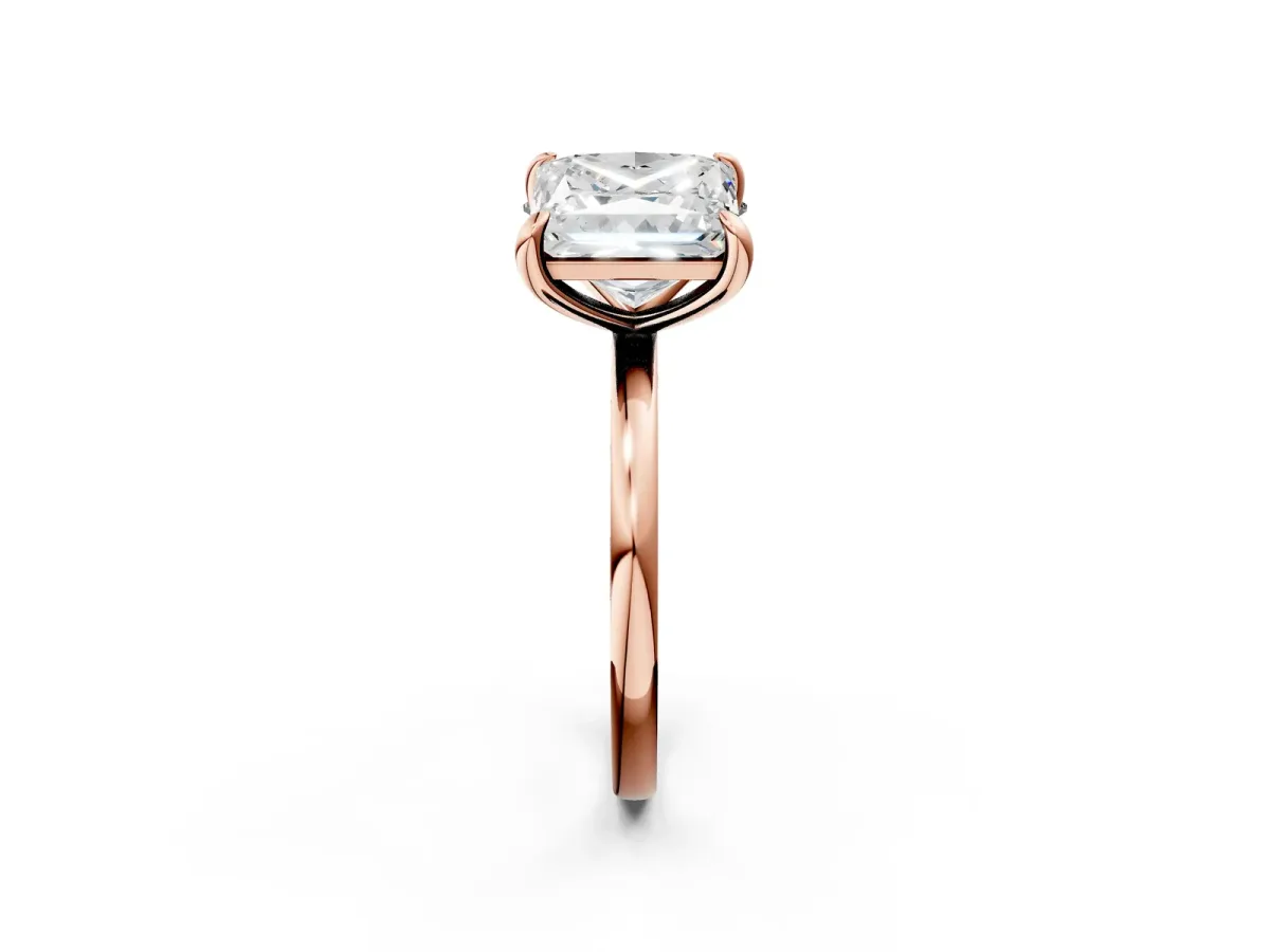 Oval and Princess Toi Moi Ring with Prong Setting and Plain Band Rose gold