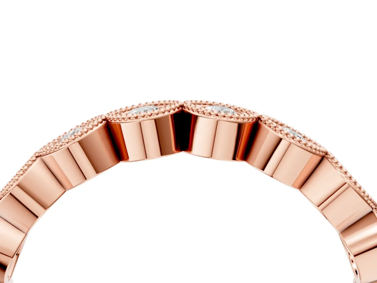 Milgrain Marquise Diamond Eternity Band with Bezel Setting Rose gold