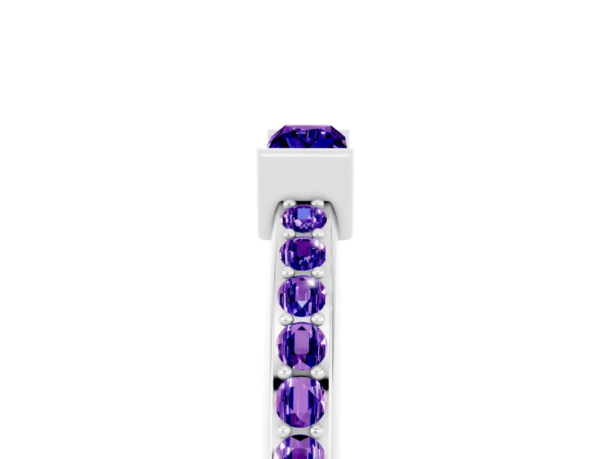 Baguette Tanzanite Pavé Band with Bar Setting Platinum