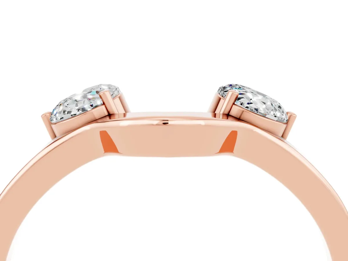 Dual Round Moissanite Open Band Ring with Prong Setting Rose gold
