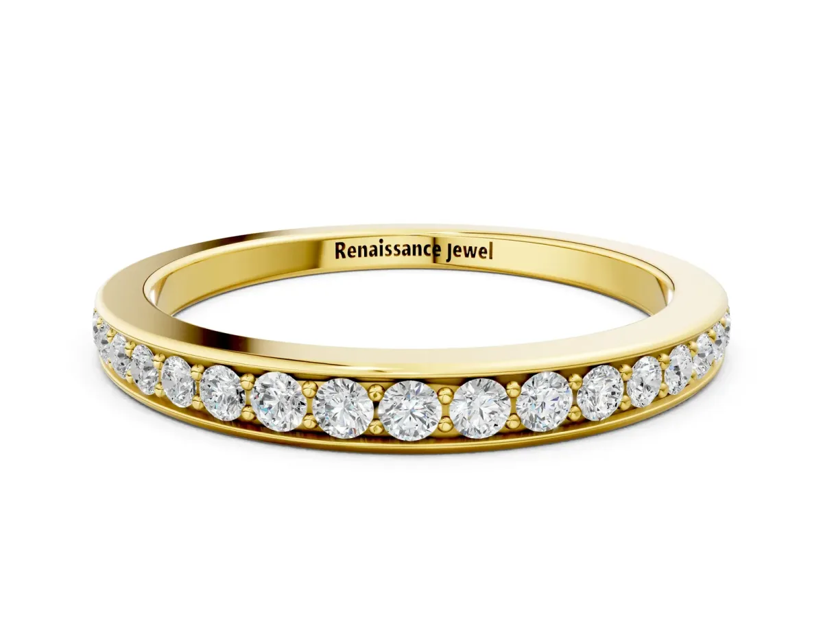 Pavé Round Diamond Eternity Band with Channel Setting Yellow gold