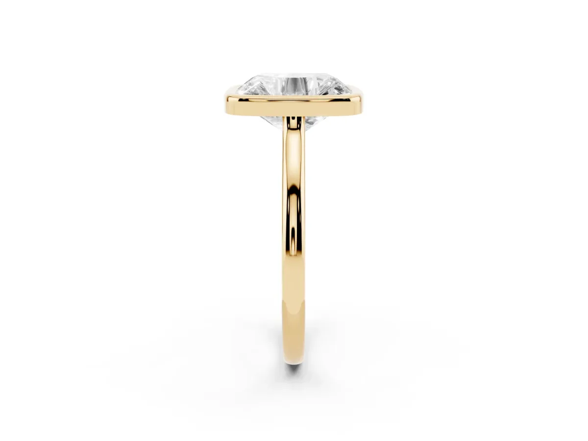 Old Mine Elongated Cushion Diamond Bezel Set Ring Yellow gold