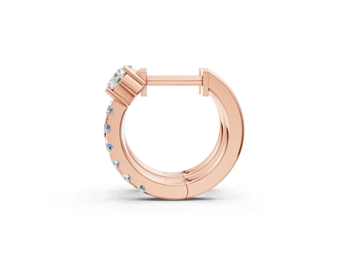 Round Diamond Taylor Huggie Hoop Earrings Rose gold