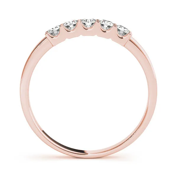 Round Diamond Five-Stone Ring with Prong Setting and Classic Band Rose gold