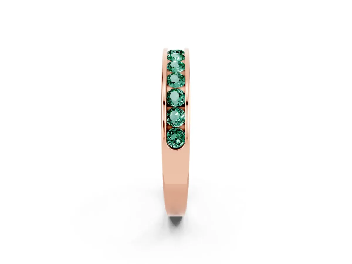 Channel Set Round Green Sapphire Eternity Band Rose gold