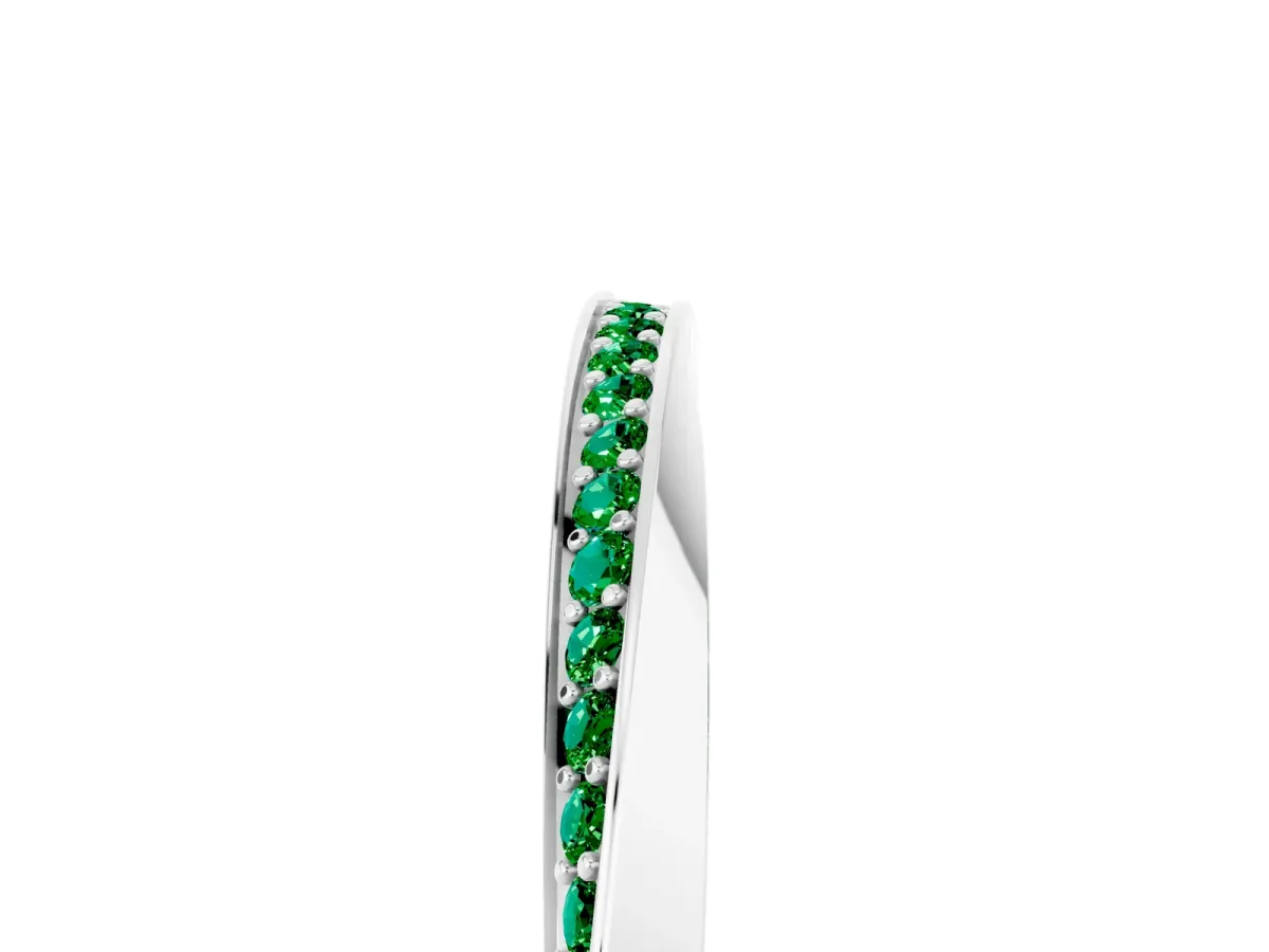 Pavé Round Emerald Twist Band White gold