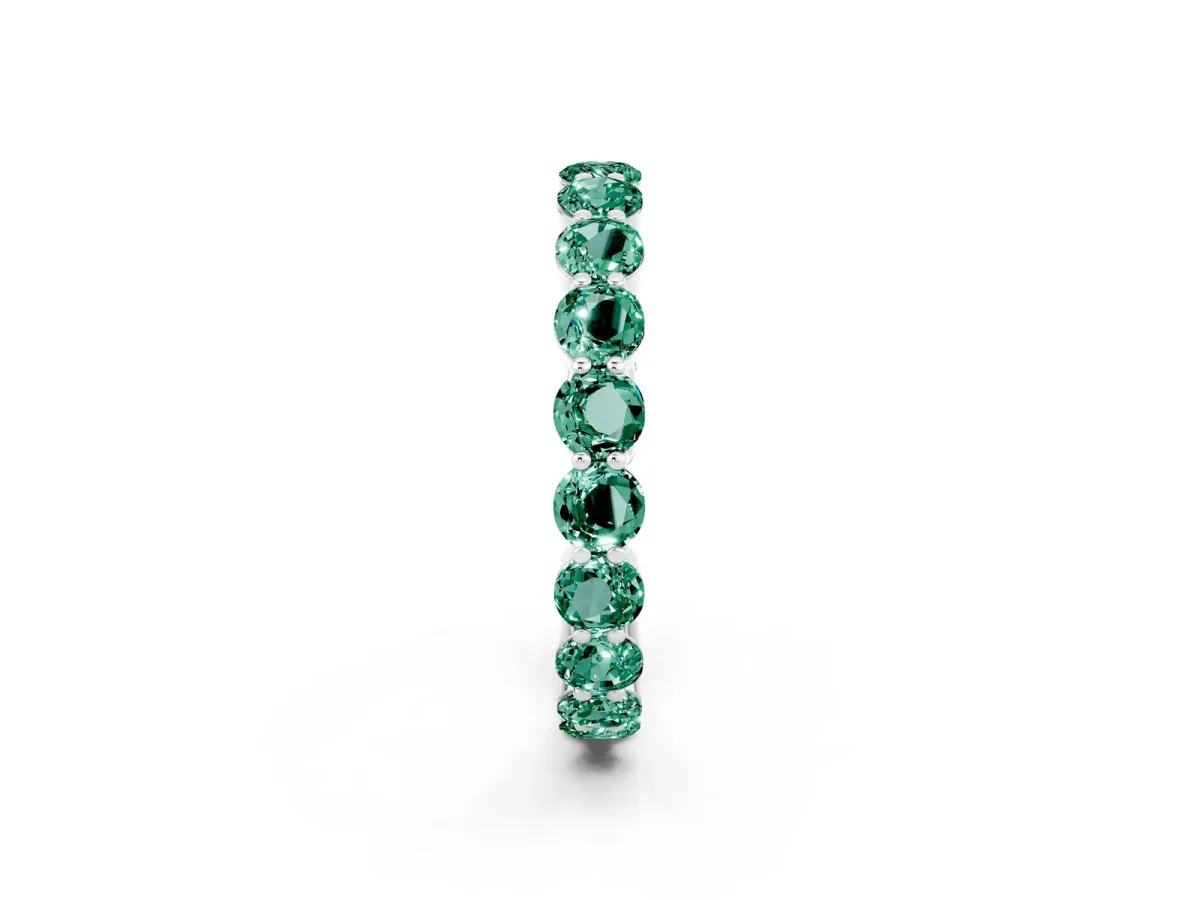 Round Green Sapphire Eternity Band with U-Prong Setting Platinum