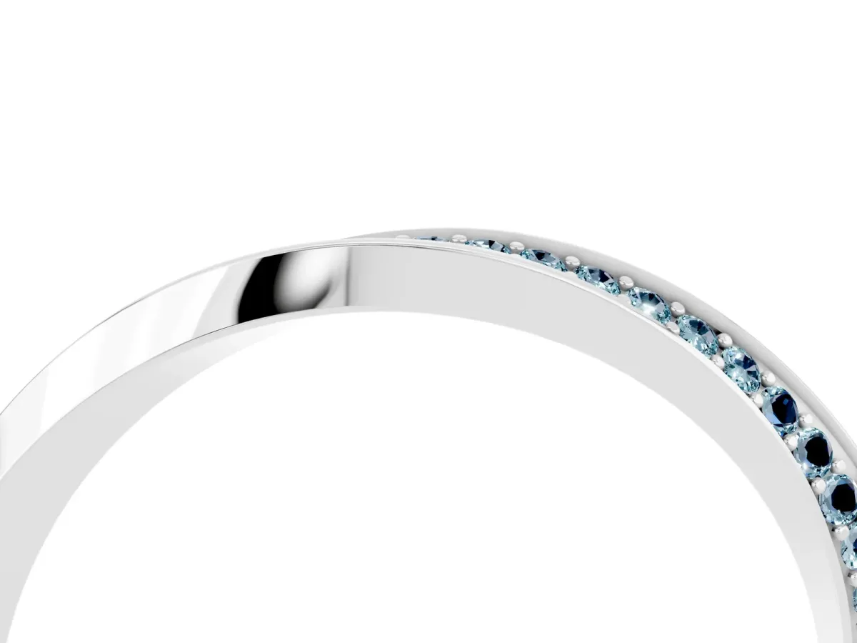 Pavé Round Aquamarine Twist Band White gold