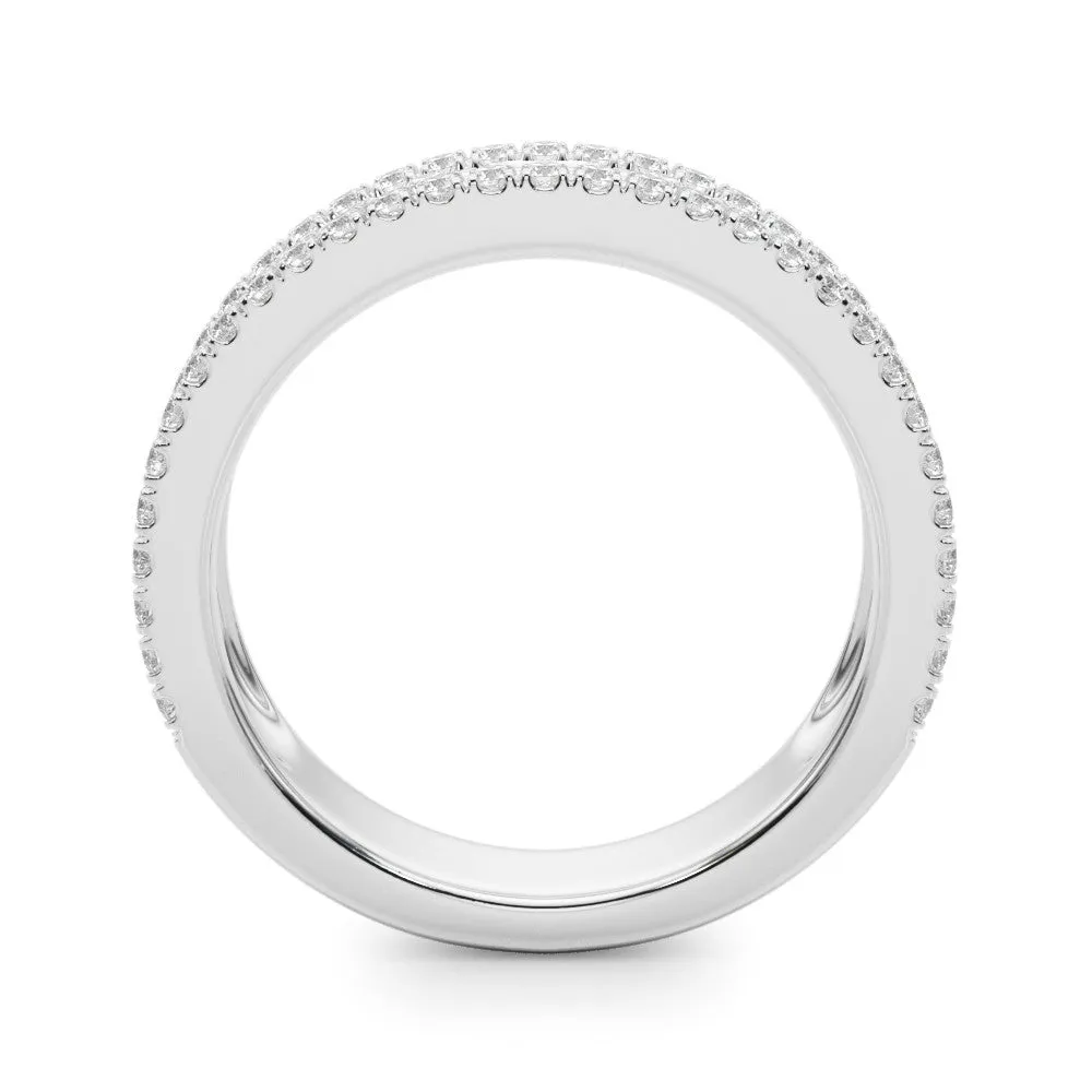 Pave Round and Baguette Diamond Eternity Band with Channel and Prong Setting Silver