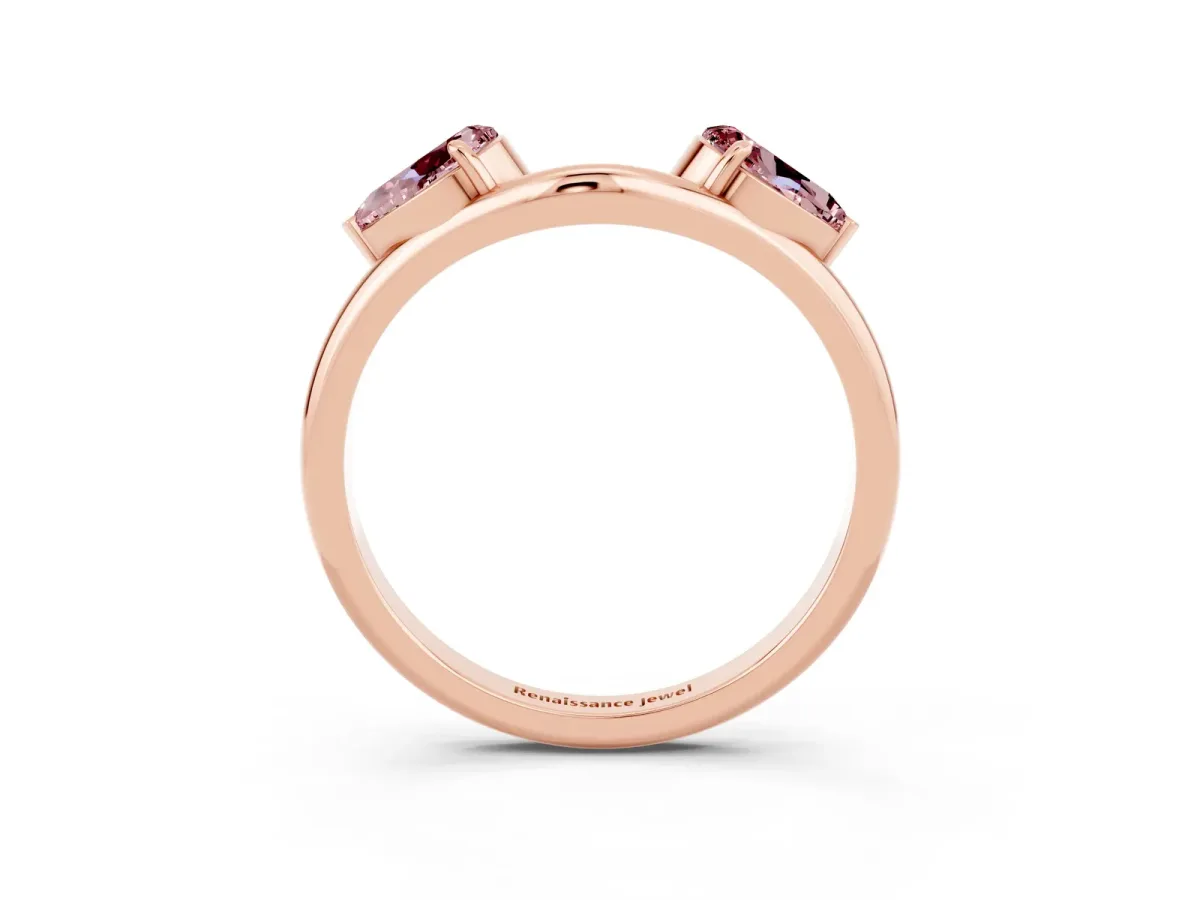 Two-Stone Pear Morganite Bypass Ring with Prong Setting Rose gold