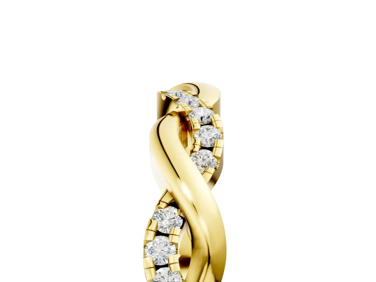 Round Diamond Twist Eternity Band with Pavé Setting Yellow gold