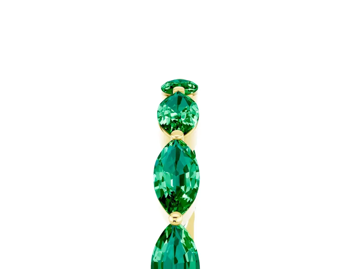 Marquise Emerald Half Eternity Band with Prong Setting Yellow gold
