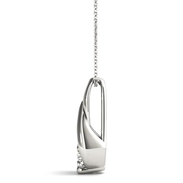 Round Solitaire Prong-Set Diamond Pendant Silver