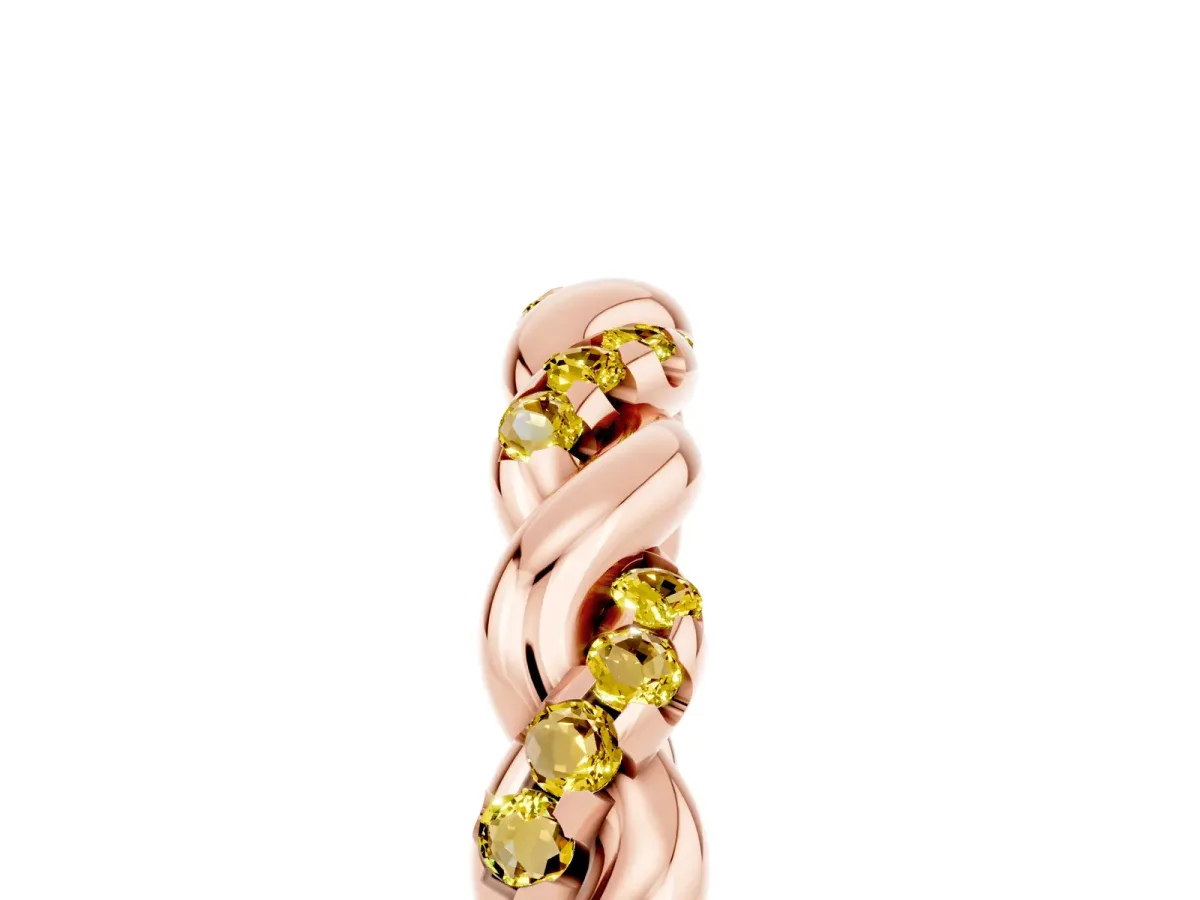 Twisted Pavé Round Yellow Sapphire Eternity Band Rose gold
