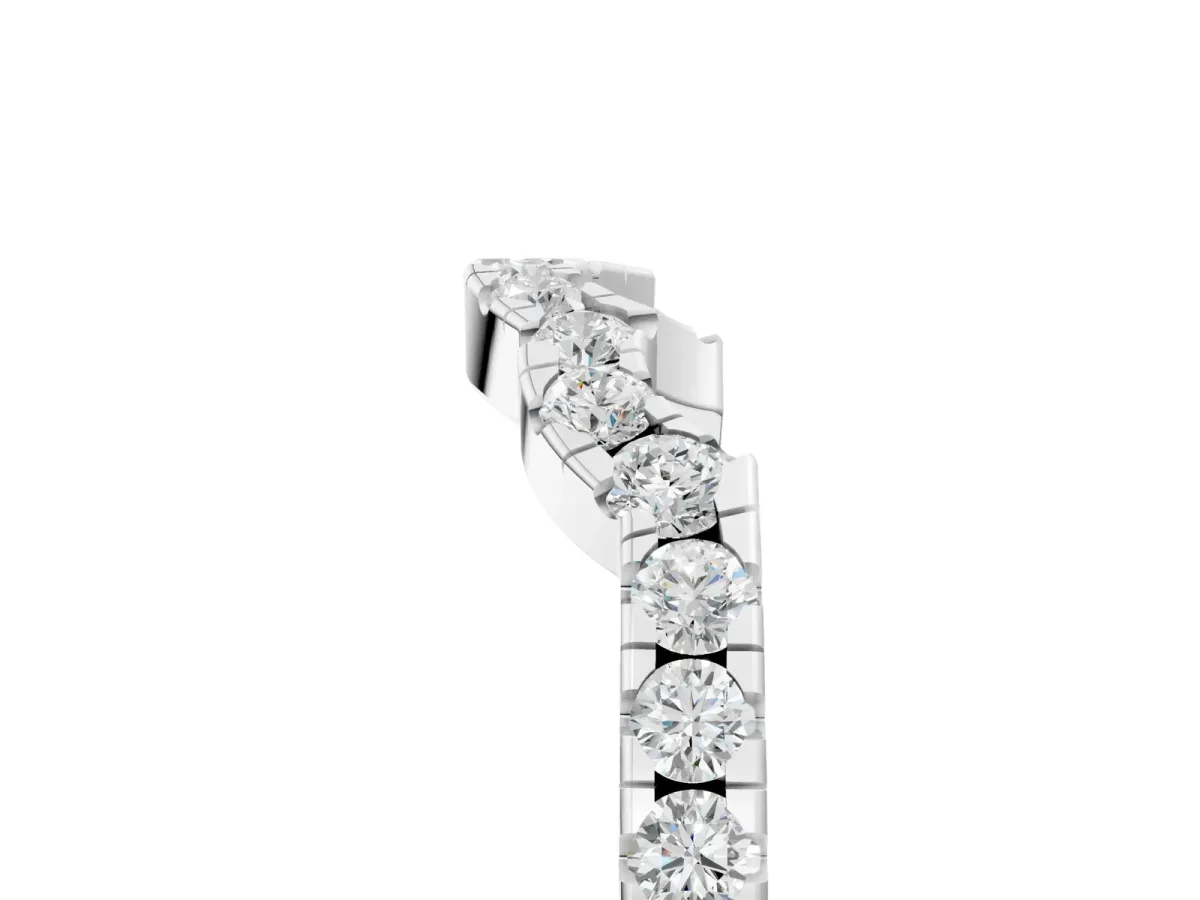 Curved Diamond Pavé Round-Cut Contour Band Silver