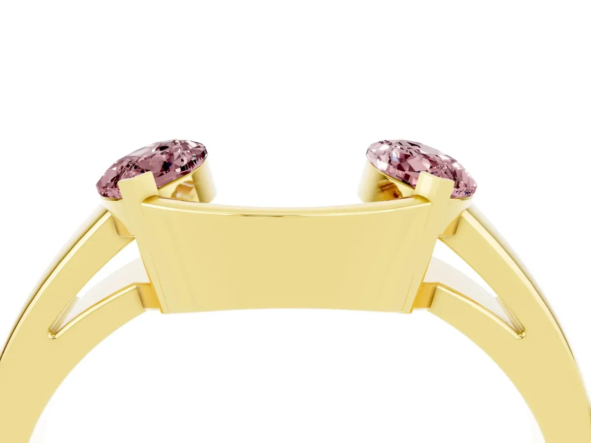 Marquise Morganite Open Band Ring with Tension Setting Yellow gold
