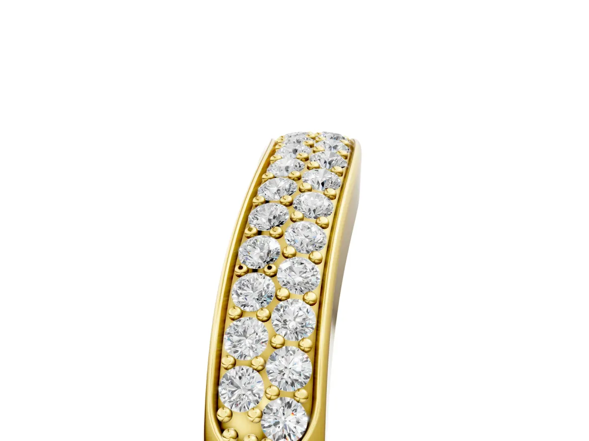 Pavé Round Diamond Contour Band Yellow gold